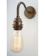 Old English Brass Large Curved Arm Wall Light With Threaded Lampholder - Crowle