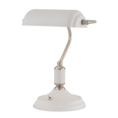 Binton Bankers Table Lamp - Sand White and Nickel