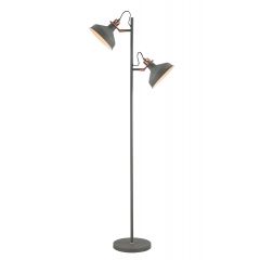 Binton 2 Light Floor Lamp - Sand Grey and Copper