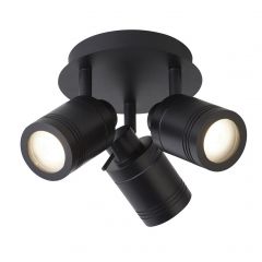 6603BK Black LED 3 Light Bathroom Spotlight Plate