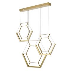 Hexagon LED 3 Light Bar Pendant - Gold HEX0335